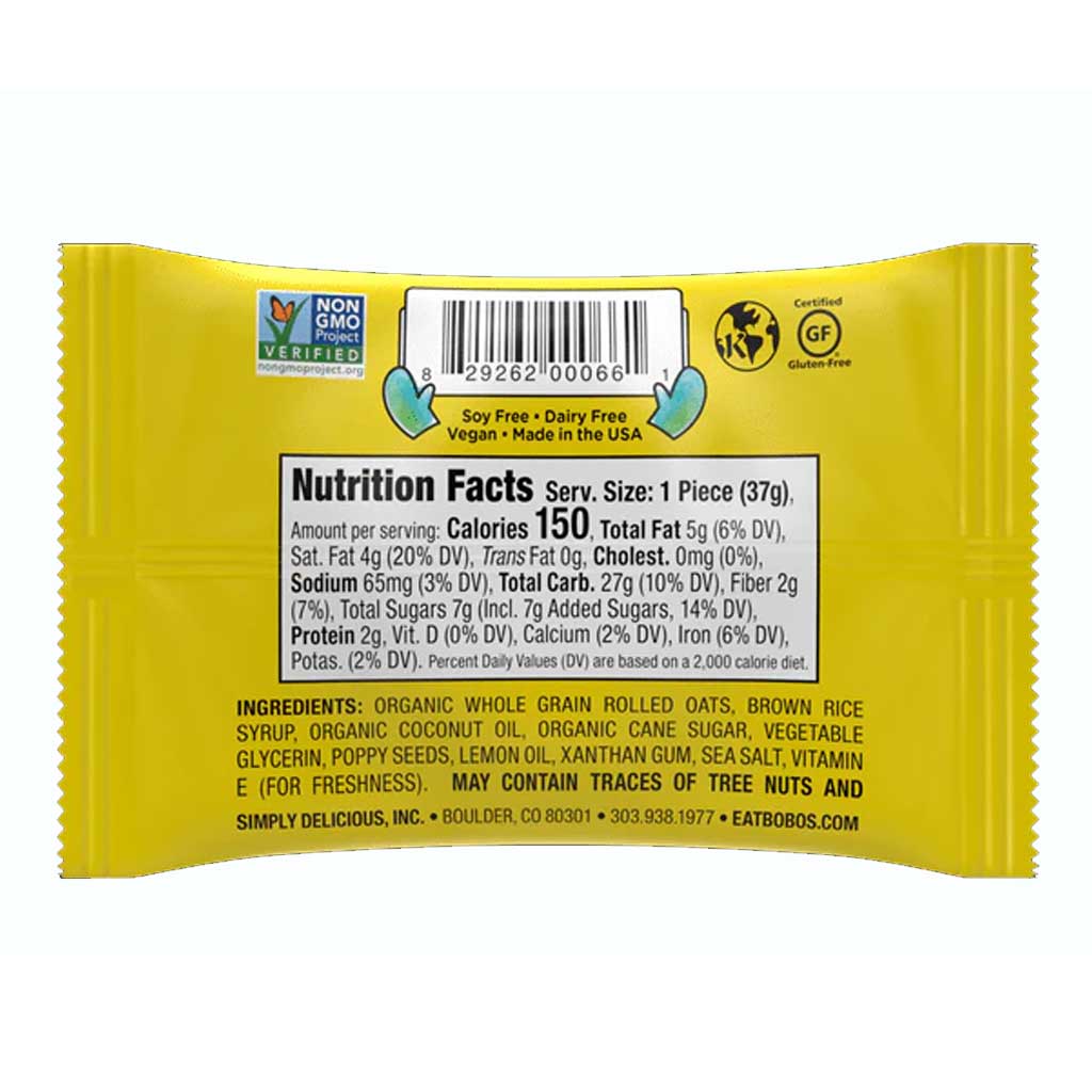 Bobo's Oat Bite Lemon Poppyseed