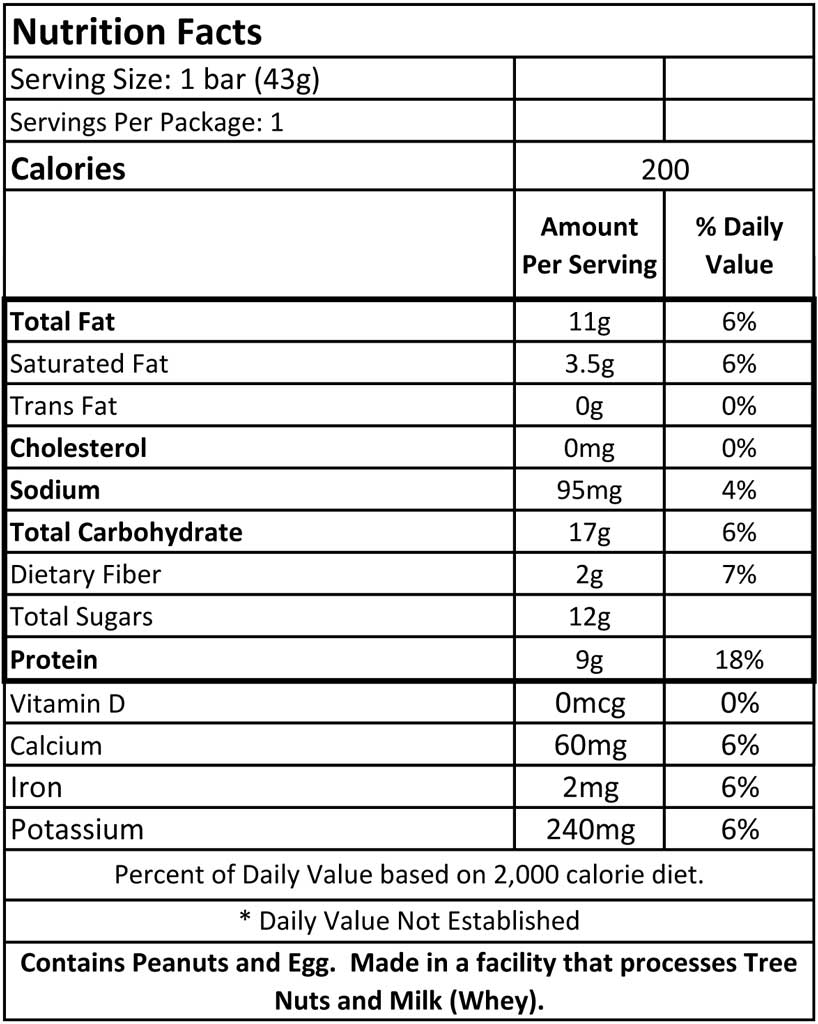 KiZE Raw Energy Bar Peanut Butter Chocolate Chip