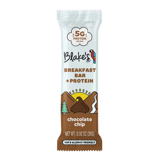 Blake's Breakfast Bar + Protein chocolate chip package on a white background