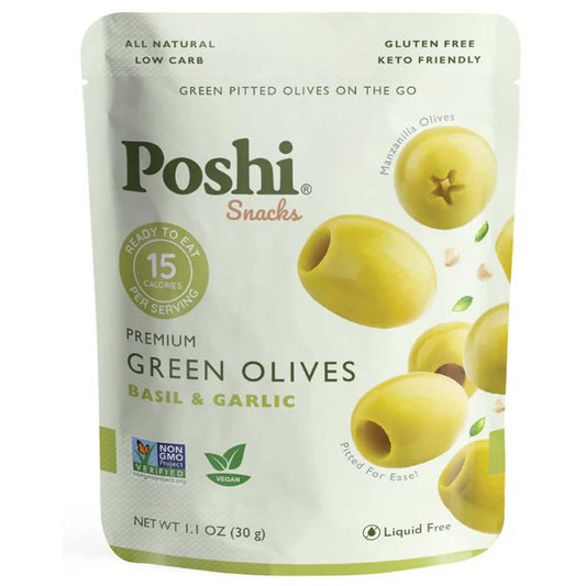 Poshi Basil and Garlic Green Olives