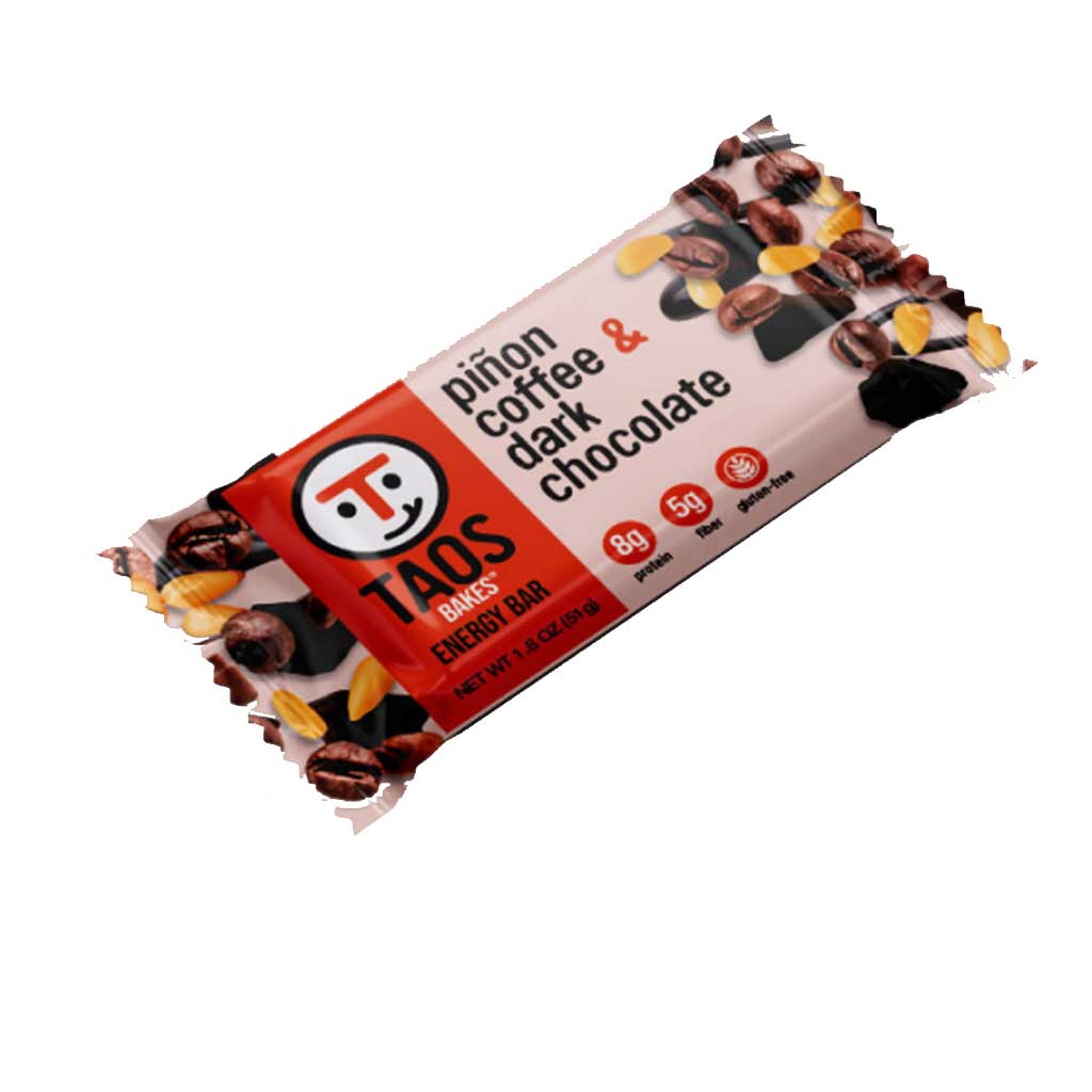Taos Pinon Coffee & Dark Chocolate Bar on White Background